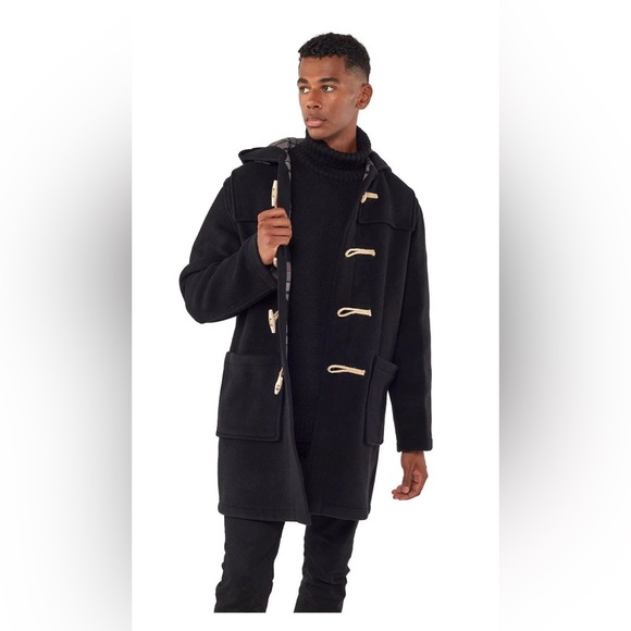 MONTGOMERY BLACK CLASSIC FIT ORIGINAL AUTHENTIC DUFFLE COAT WITH WOODEN TOGGLES - Picture 4 of 9